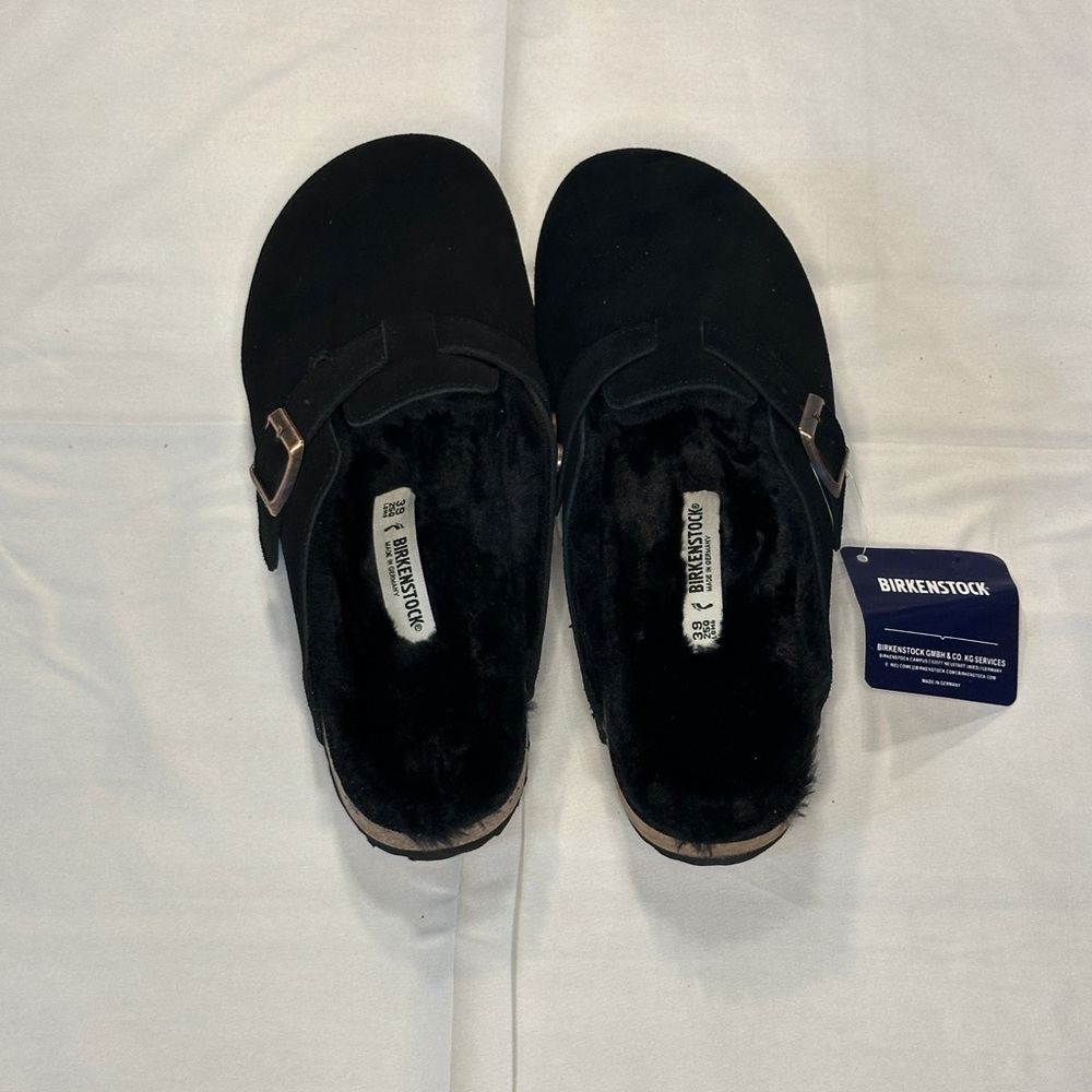 BIRKENSTOCK Boston Shearling Clogs Black size 7 7.5 8 8.5 9 9.5 38 39 40 Women’s - Picture 2 of 5